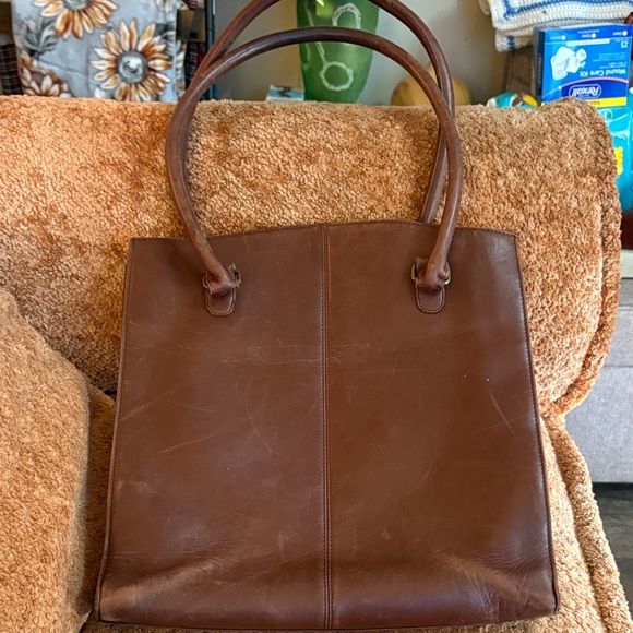 Eddie Bauer Rich Brown Leather Tote - Picture 1 of 6